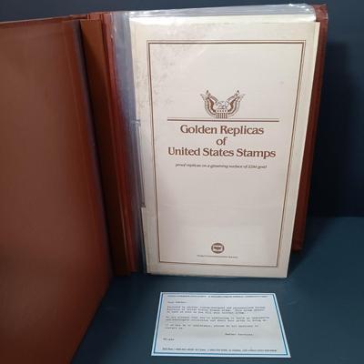 LOT 158: Postal Commemorative Society 22kt Gold Proof Replicas of US Stamps (14 Pages)