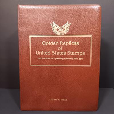 LOT 158: Postal Commemorative Society 22kt Gold Proof Replicas of US Stamps (14 Pages)