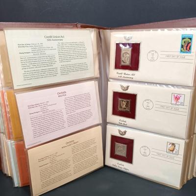 LOT 159: Postal Commemorative Society 22kt Gold Proof Replicas of US Stamps (24 Pages)