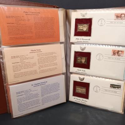 LOT 159: Postal Commemorative Society 22kt Gold Proof Replicas of US Stamps (24 Pages)