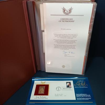 LOT 159: Postal Commemorative Society 22kt Gold Proof Replicas of US Stamps (24 Pages)
