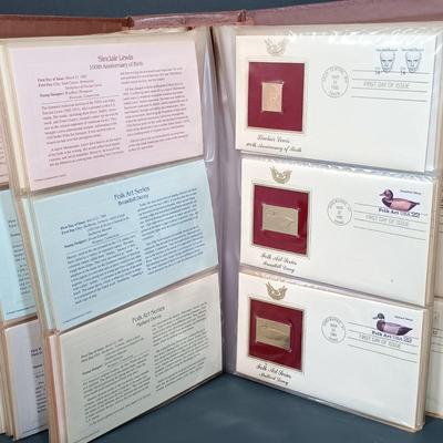 LOT 159: Postal Commemorative Society 22kt Gold Proof Replicas of US Stamps (24 Pages)