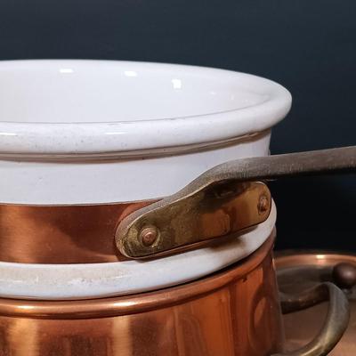 LOT 162: Vintage Copper Double Boiler and Kettle