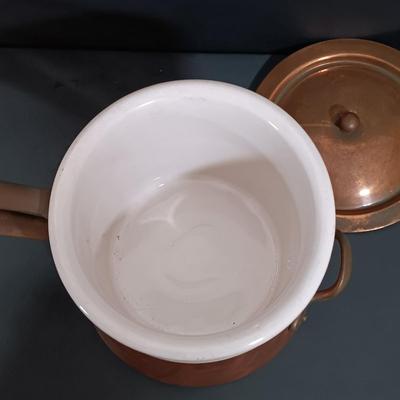 LOT 162: Vintage Copper Double Boiler and Kettle