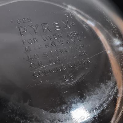 LOT 164: Vintage Pyrex and Anchor Hawking Brown Glass Cookware with Pyrex Small Clear Casserole Dish