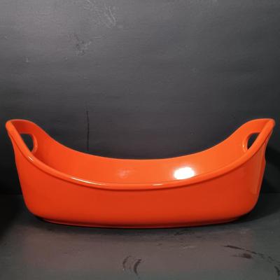 LOT 166: Rachel Ray Orange Casserole Dishes and Red Mixing Bowls with Cordon Bleu Platter