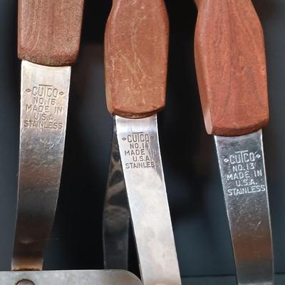 LOT 168: Vintage Veggie Nesting Bowls, Cutco Kitchen Utensils, Wooden Dixie Cup Dispenser & More