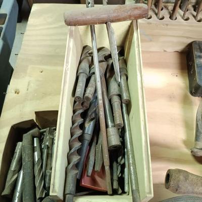 LOT 175: Auger Bits, Drill Bits, Hand Drill, Flat Wood Drill Bits & More