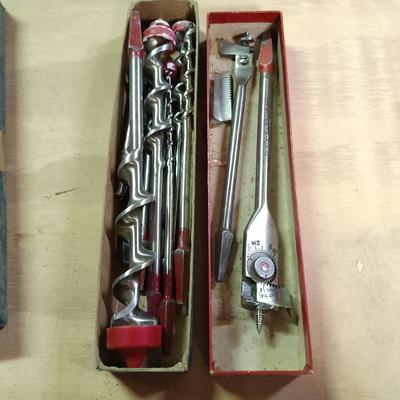 LOT 175: Auger Bits, Drill Bits, Hand Drill, Flat Wood Drill Bits & More