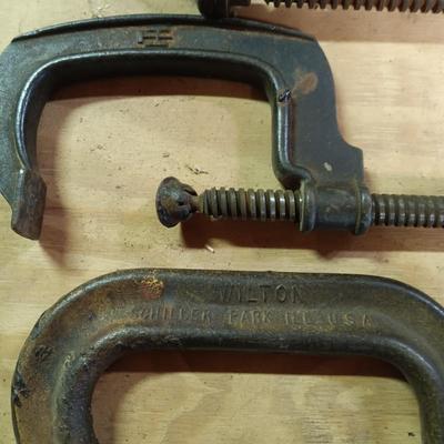 LOT 181: Large Collection of C-Clamps & More