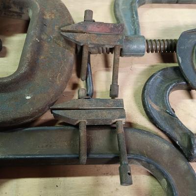 LOT 181: Large Collection of C-Clamps & More