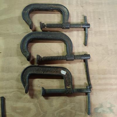 LOT 181: Large Collection of C-Clamps & More