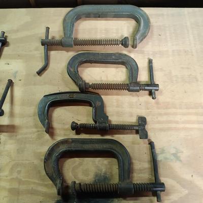 LOT 181: Large Collection of C-Clamps & More