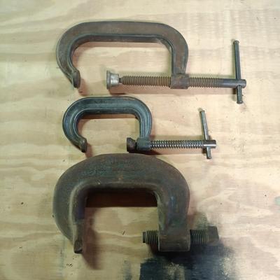 LOT 181: Large Collection of C-Clamps & More