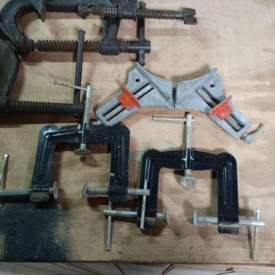 LOT 181: Large Collection of C-Clamps & More
