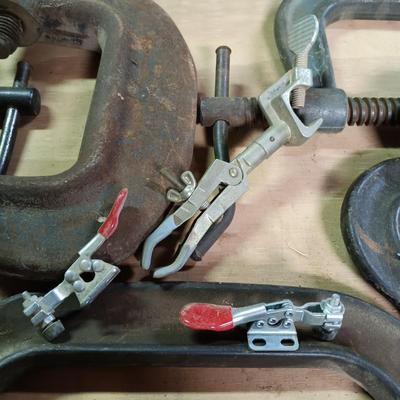 LOT 181: Large Collection of C-Clamps & More