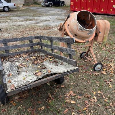 LOT 217: Working Cement Mixer & Utility Cart
