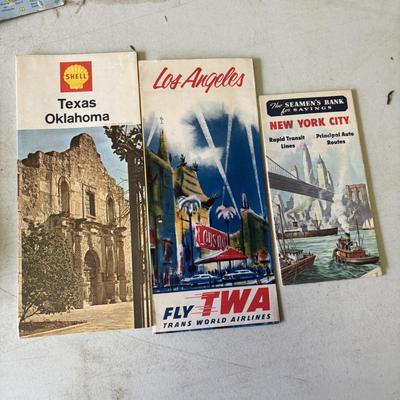 LOT 219: Large Collection of Vintage Maps: American Airlanes System Map, TWA Los Angeles, Road Maps National Geographic Maps