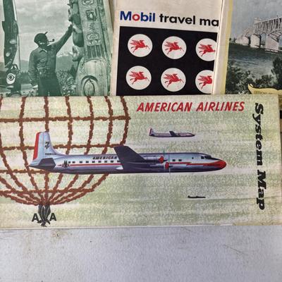 LOT 219: Large Collection of Vintage Maps: American Airlanes System Map, TWA Los Angeles, Road Maps National Geographic Maps