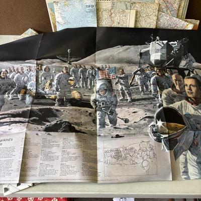 LOT 219: Large Collection of Vintage Maps: American Airlanes System Map, TWA Los Angeles, Road Maps National Geographic Maps