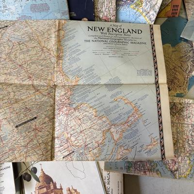 LOT 219: Large Collection of Vintage Maps: American Airlanes System Map, TWA Los Angeles, Road Maps National Geographic Maps