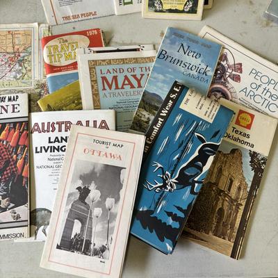 LOT 219: Large Collection of Vintage Maps: American Airlanes System Map, TWA Los Angeles, Road Maps National Geographic Maps