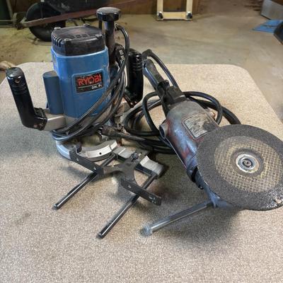 LOT 225: Ryobi 3H.P. Heavy Duty Router - Black & Decker Professional Angle Grinder