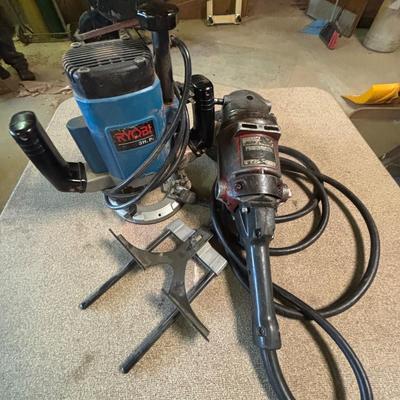 LOT 225: Ryobi 3H.P. Heavy Duty Router - Black & Decker Professional Angle Grinder
