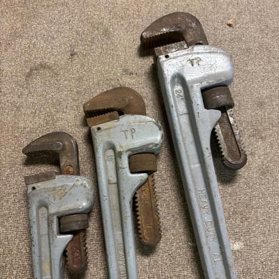 LOT 227: Set of 3 Rigid Aluminum Light Weight, Heavy Duty Straight Pipe Wrenches
