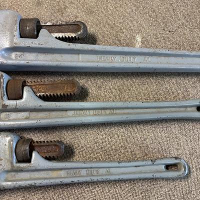 LOT 227: Set of 3 Rigid Aluminum Light Weight, Heavy Duty Straight Pipe Wrenches