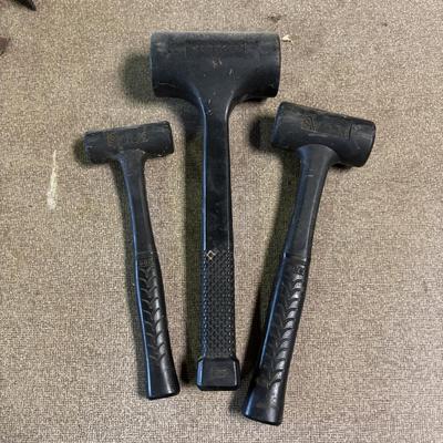 LOT 229: Misc Tool Lot: Pliers, Hammers, Punches, Squares, T-Handle Hex Key Set, Mallets Lazer Pro Level