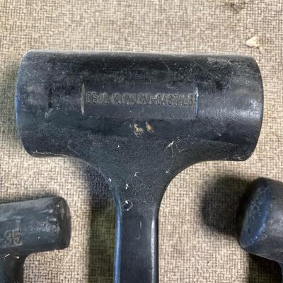 LOT 229: Misc Tool Lot: Pliers, Hammers, Punches, Squares, T-Handle Hex Key Set, Mallets Lazer Pro Level