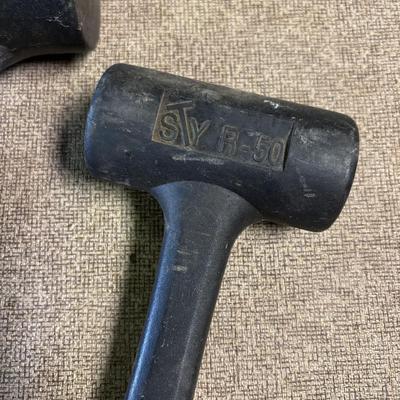 LOT 229: Misc Tool Lot: Pliers, Hammers, Punches, Squares, T-Handle Hex Key Set, Mallets Lazer Pro Level