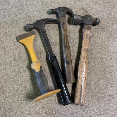 LOT 229: Misc Tool Lot: Pliers, Hammers, Punches, Squares, T-Handle Hex Key Set, Mallets Lazer Pro Level