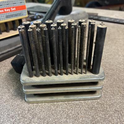 LOT 229: Misc Tool Lot: Pliers, Hammers, Punches, Squares, T-Handle Hex Key Set, Mallets Lazer Pro Level