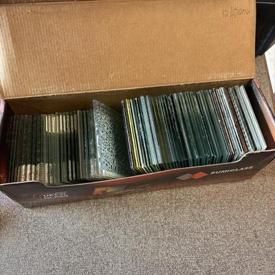 LOT 232: Art Glass & Stained-Glass Supplies: Arch Deco Glass Squares, Wizling Glass Grinder and Tool Tote w/Glass Pieces