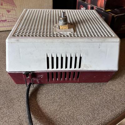 LOT 232: Art Glass & Stained-Glass Supplies: Arch Deco Glass Squares, Wizling Glass Grinder and Tool Tote w/Glass Pieces