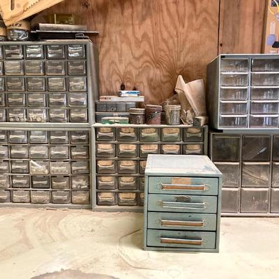 LOT 248: Collection of Hardware Organizers with Contents - Brass Hardware Included
