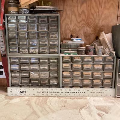 LOT 248: Collection of Hardware Organizers with Contents - Brass Hardware Included