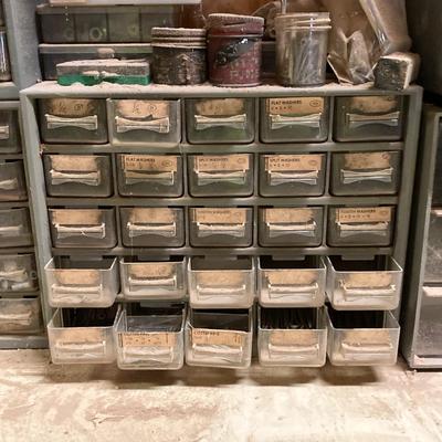 LOT 248: Collection of Hardware Organizers with Contents - Brass Hardware Included