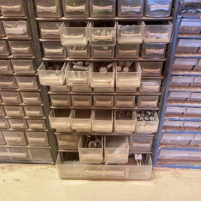 LOT 250: Large Collection of Hardware / Fasteners - Organizers, Containers, United's Eyelets, Boxes and More