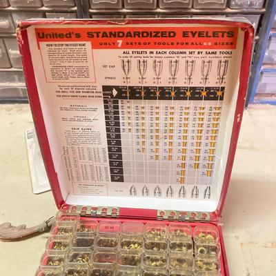 LOT 250: Large Collection of Hardware / Fasteners - Organizers, Containers, United's Eyelets, Boxes and More