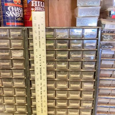 LOT 250: Large Collection of Hardware / Fasteners - Organizers, Containers, United's Eyelets, Boxes and More