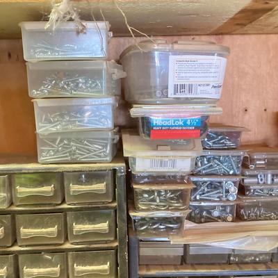 LOT 250: Large Collection of Hardware / Fasteners - Organizers, Containers, United's Eyelets, Boxes and More