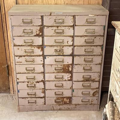 LOT 256: 30 Drawer Steelmaster Storage Cabinet and Contents