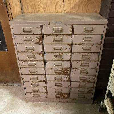 LOT 256: 30 Drawer Steelmaster Storage Cabinet and Contents