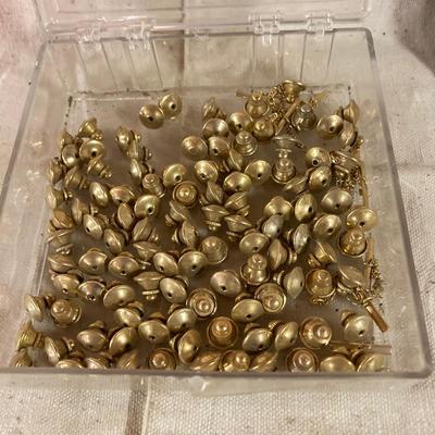 LOT 258: Vintagae Jewelry and Craft Finds - Charms, Gold Tone Corner Pieces, Pin / Tack Backs and More