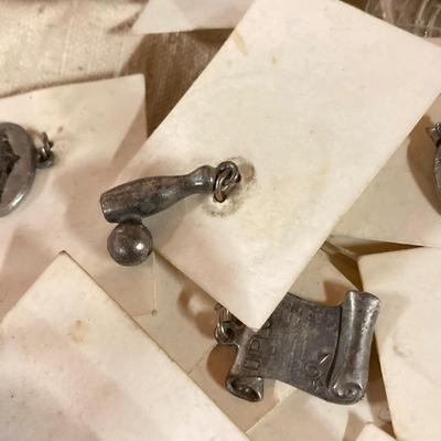 LOT 258: Vintagae Jewelry and Craft Finds - Charms, Gold Tone Corner Pieces, Pin / Tack Backs and More