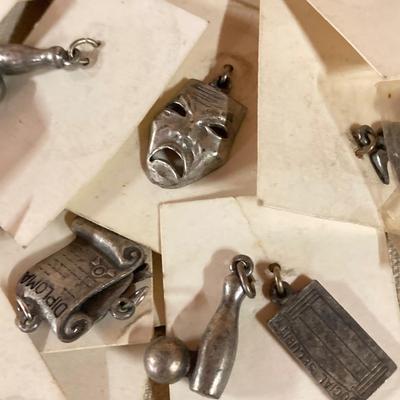 LOT 258: Vintagae Jewelry and Craft Finds - Charms, Gold Tone Corner Pieces, Pin / Tack Backs and More