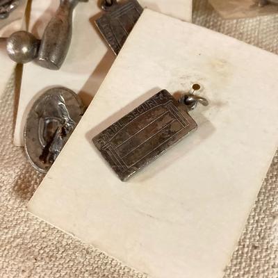 LOT 258: Vintagae Jewelry and Craft Finds - Charms, Gold Tone Corner Pieces, Pin / Tack Backs and More